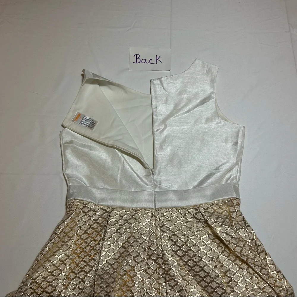 Gymboree Girls Size 12 Cream with Gold Brocade Sleeveless Formal Dress NWOT